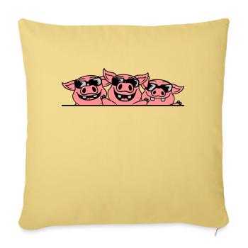 Crew Sunglasses Cool Pigs - Sofa pillowcase 17,3'' x 17,3'' (45 x 45 cm) - washed yellow - Front