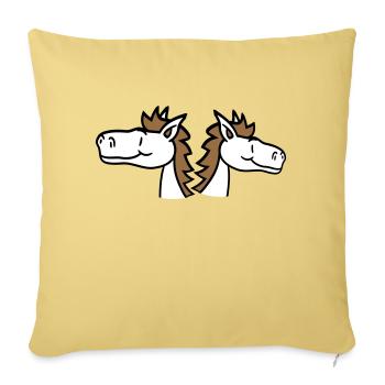 2 Horses Team Pony Foal Couple Comic Friends - Sofa pillowcase 17,3'' x 17,3'' (45 x 45 cm) - washed yellow - Front
