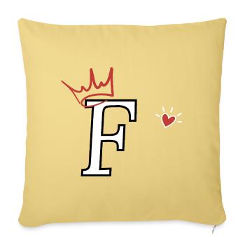 Lettre f couronne cœur  - Housse de coussin décorative 45 x 45 cm - jaune délavé - Devant