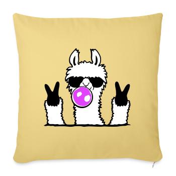 Llama Bubblegum Sunglasses Peace Sign Cool Cute - Sofa pillowcase 17,3'' x 17,3'' (45 x 45 cm) - washed yellow - Front