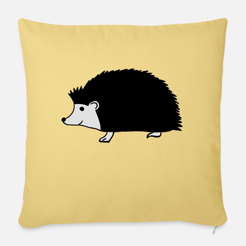 hand drawn hedgehog - Housse de coussin décorative 45 x 45 cm - jaune délavé