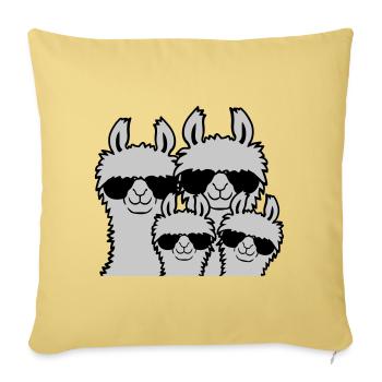 Lama Family Parents Child - Sofa pillowcase 17,3'' x 17,3'' (45 x 45 cm) - washed yellow - Front