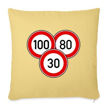 Tempolimit 100 - 80 - 30 - Sofakissenbezug 45 x 45 cm - Hellgelb - Vorne