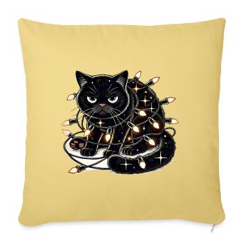 Grumpy Christmas Cat. Meow but please without tinsel - Sofa pillowcase 17,3'' x 17,3'' (45 x 45 cm) - washed yellow - Front