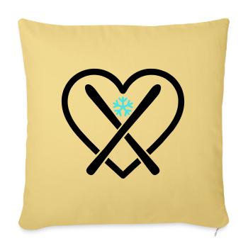 Skiing Heart Mountain Snow Sport Passion - Sofa pillowcase 17,3'' x 17,3'' (45 x 45 cm) - washed yellow - Front