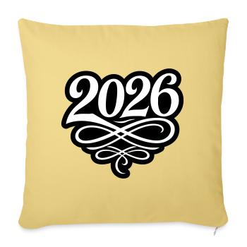 2026 year - Sofa pillowcase 17,3'' x 17,3'' (45 x 45 cm) - washed yellow - Front