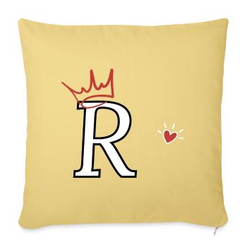 Lettre r couronne cœur - Housse de coussin décorative 45 x 45 cm - jaune délavé - Devant