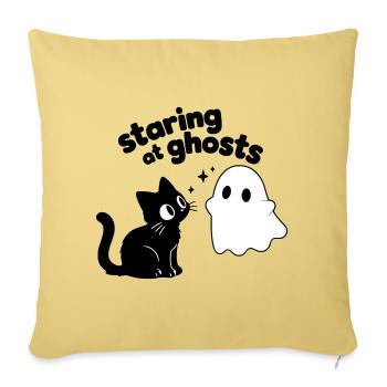 Süße Katze trifft Geist | Minimal Halloween Motiv - Sofakissenbezug 45 x 45 cm - Hellgelb - Vorne