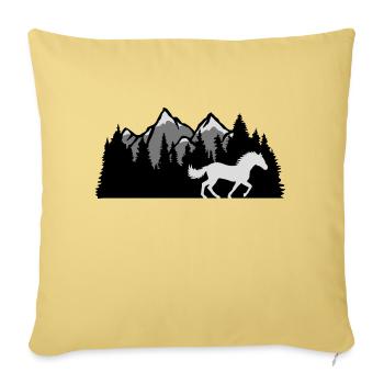 Mountains Forest Nature Horse - Sofa pillowcase 17,3'' x 17,3'' (45 x 45 cm) - washed yellow - Front