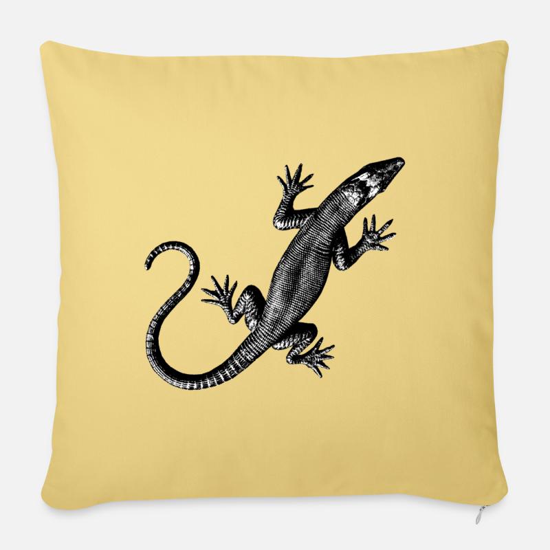 Graphique d’un lézard - Housse de coussin décorative 45 x 45 cm - jaune délavé