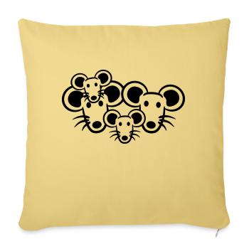 4 Mice Family Two Children Mom Dad Parents Cute - Sofa pillowcase 17,3'' x 17,3'' (45 x 45 cm) - washed yellow - Front