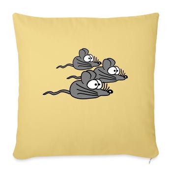 3 souris famille enfant maman papa parents trois amis - Housse de coussin décorative 45 x 45 cm - jaune délavé - Devant
