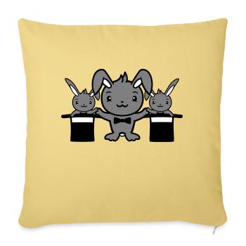 Bunnies Wizard Chapeau Haut de forme Enfants 2 Bébés Magie - Housse de coussin décorative 45 x 45 cm - jaune délavé - Devant