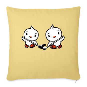 2 Birds Playing Hockey Sport Puck Two Stick - Sofa pillowcase 17,3'' x 17,3'' (45 x 45 cm) - washed yellow - Front