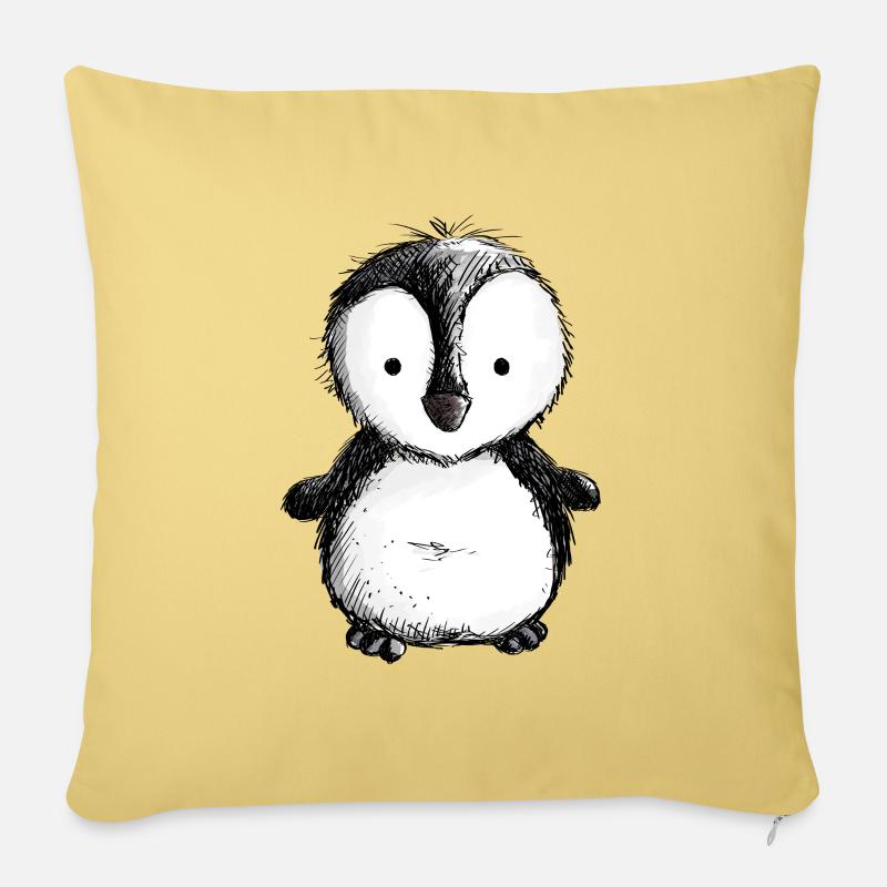 Kleiner Pinguin - Pinguine - Vogel - Königspinguin - Sofakissenbezug 45 x 45 cm - Hellgelb