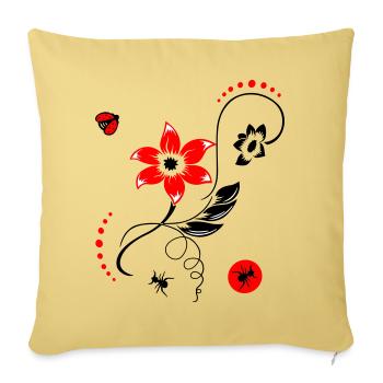 Summer flower with ladybug and ants - Sofa pillowcase 17,3'' x 17,3'' (45 x 45 cm) - washed yellow - Front