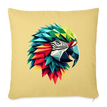 Bunter, geometrischer Papagei- Polygonen Motiv - Sofakissenbezug 45 x 45 cm - Hellgelb - Vorne