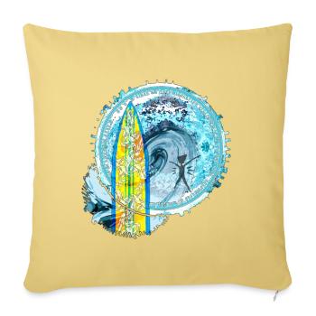 Vagues de surf Abstrait Impression d’art - Housse de coussin décorative 45 x 45 cm - jaune délavé - Devant