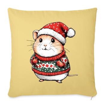 Hamster Christmas Xmas - Sofa pillowcase 17,3'' x 17,3'' (45 x 45 cm) - washed yellow - Front