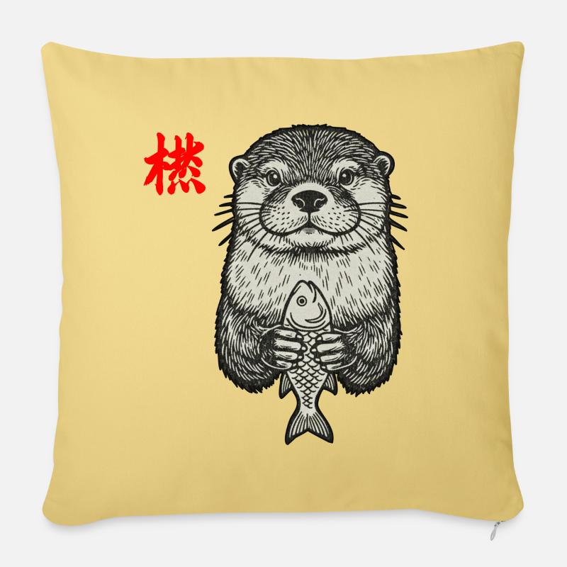 Otter Asiatisch - Sofakissenbezug 45 x 45 cm - Hellgelb
