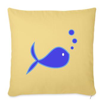 SURF. POISSON. PLAGE. MER. OCEAN. HUMOUR. VACANCES - Housse de coussin décorative 45 x 45 cm - jaune délavé - Devant