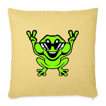 Grenouille Crapaud Cool Lunettes de soleil Victoire Paix Mains - Housse de coussin décorative 45 x 45 cm - jaune délavé - Devant