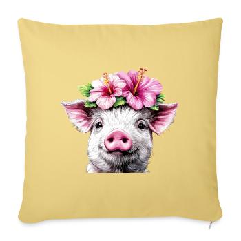 Hibiscus Crown Pig - Sofa pillowcase 17,3'' x 17,3'' (45 x 45 cm) - washed yellow - Front
