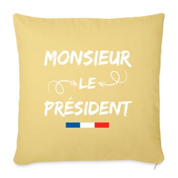 Monsieur le président humour français - Housse de coussin décorative 45 x 45 cm - jaune délavé - Devant