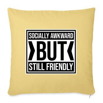 Diction socialement maladroite mais quand même amicale - Housse de coussin décorative 45 x 45 cm - jaune délavé - Devant