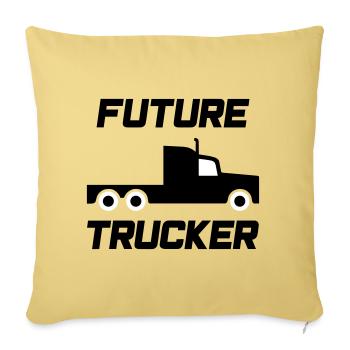 Futur camionneur (tracteur) - Housse de coussin décorative 45 x 45 cm - jaune délavé - Devant