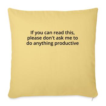 Productive, black text - Sofa pillowcase 17,3'' x 17,3'' (45 x 45 cm) - washed yellow - Front