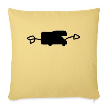 Camping-car Camping Flèche à droite - Housse de coussin décorative 45 x 45 cm - jaune délavé - Devant