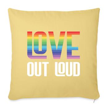 Mois de la fierté LGBTQ - Love Out Loud - Housse de coussin décorative 45 x 45 cm - jaune délavé - Devant