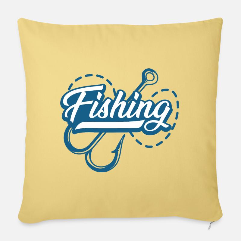 Hameçons de pêche - Housse de coussin décorative 45 x 45 cm - jaune délavé