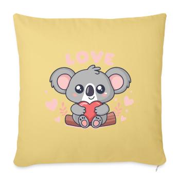 Koala Coeur Doux Love - Housse de coussin décorative 45 x 45 cm - jaune délavé - Devant