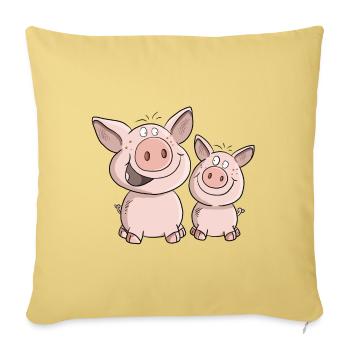 Two Little Pigs In Happiness I Cartoon Pigs - Sofa pillowcase 17,3'' x 17,3'' (45 x 45 cm) - washed yellow - Front