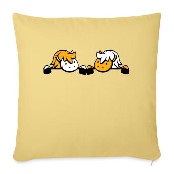 Attelage de 2 chevaux caché derrière le mur de clôture Friend - Housse de coussin décorative 45 x 45 cm - jaune délavé - Devant