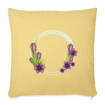 Delicate Crocus Wreath in Purple Illustration - Sofa pillowcase 17,3'' x 17,3'' (45 x 45 cm) - washed yellow - Front