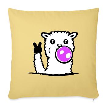 Lunettes de soleil chewing-gum lama Paix Victoire Main Cool - Housse de coussin décorative 45 x 45 cm - jaune délavé - Devant