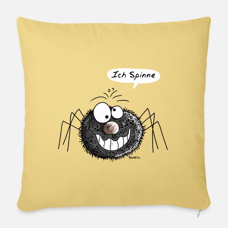 Ich Spinne - Smile - Spinnen - Schwarz - Lachen - Sofakissenbezug 45 x 45 cm - Hellgelb
