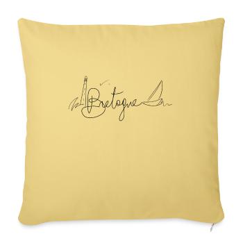 Bretagne avec voiler et phare - Housse de coussin décorative 45 x 45 cm - jaune délavé - Devant
