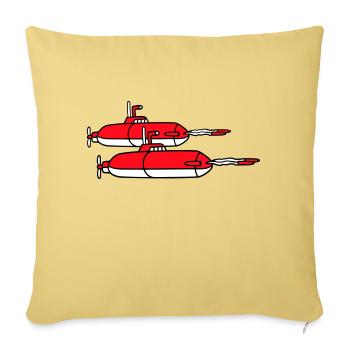 2 sous-marins militaires tirant des missiles torpilles attaque - Housse de coussin décorative 45 x 45 cm - jaune délavé - Devant