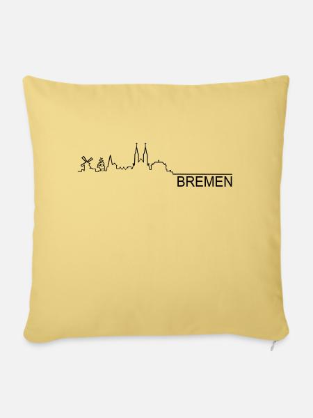 Skyline Bremen Linie - Sofakissenbezug 45 x 45 cm - Hellgelb