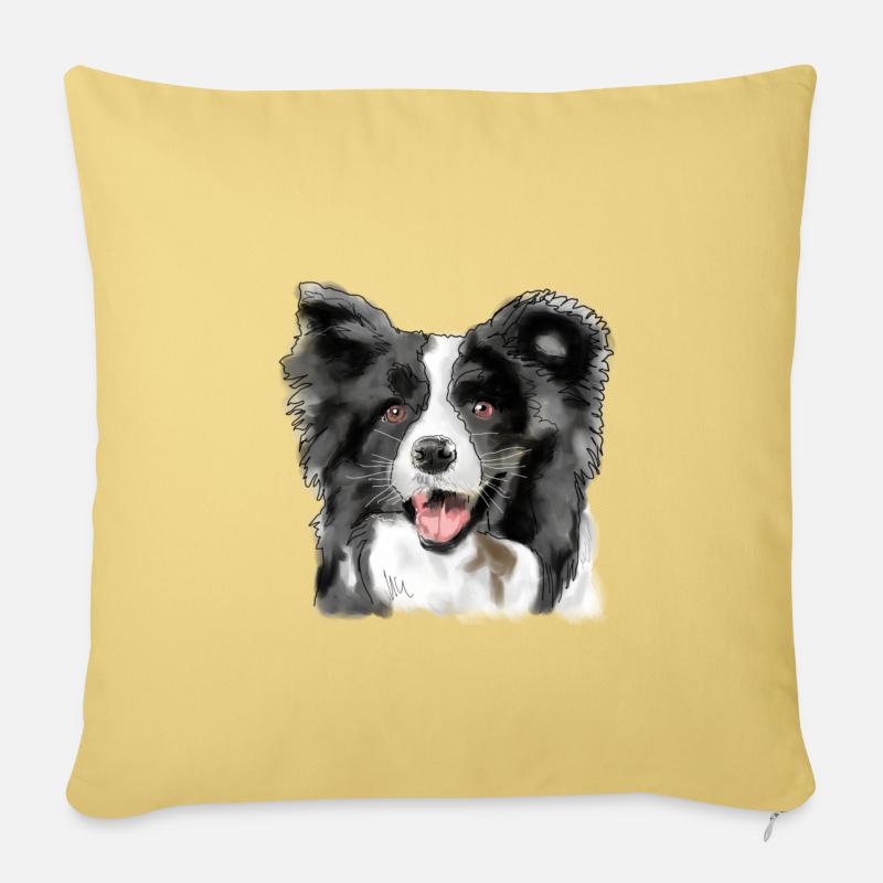 Border Collie - Sofakissenbezug 45 x 45 cm - Hellgelb