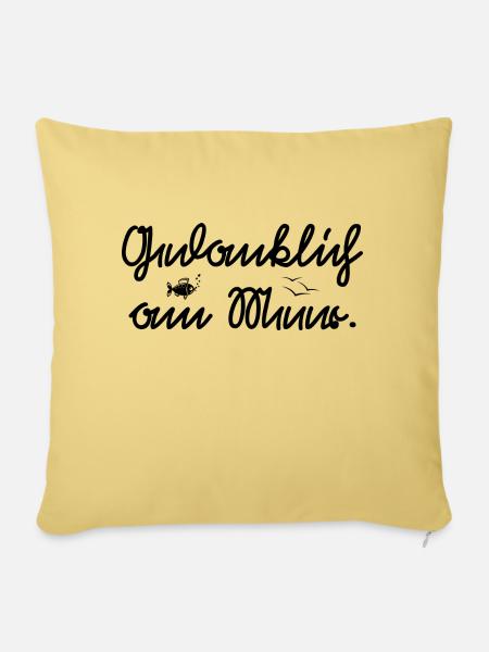 Gedanklich am Meer Deutsche Schrift - Sofakissenbezug 45 x 45 cm - Hellgelb