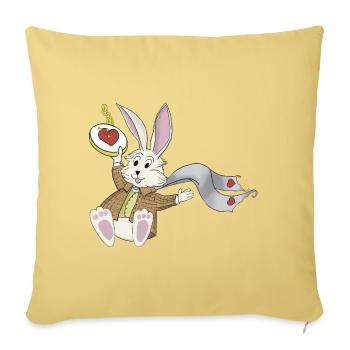 Late Again Clock Rabbit - Sofa pillowcase 17,3'' x 17,3'' (45 x 45 cm) - washed yellow - Front