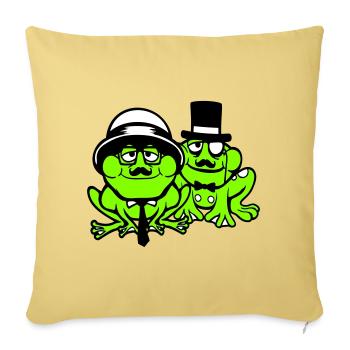 2 Frogs Sir Lunettes Empire Monocle Homme Chapeau Haut de forme - Housse de coussin décorative 45 x 45 cm - jaune délavé - Devant
