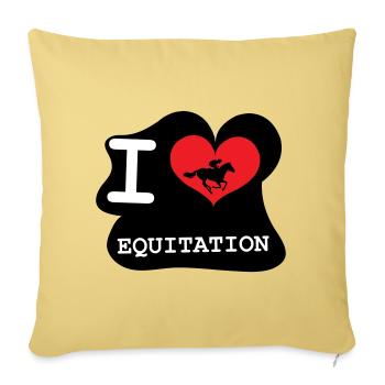 J'aime l'équitation : le logo des passionnés - Housse de coussin décorative 45 x 45 cm - jaune délavé - Devant