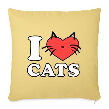 I Love Cats Heart Logo - Sofa pillowcase 17,3'' x 17,3'' (45 x 45 cm) - washed yellow - Front