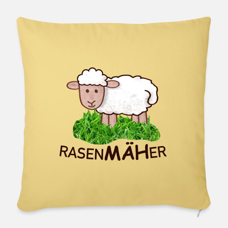 RasenMäher Schaf Cartoon - Sofakissenbezug 45 x 45 cm - Hellgelb